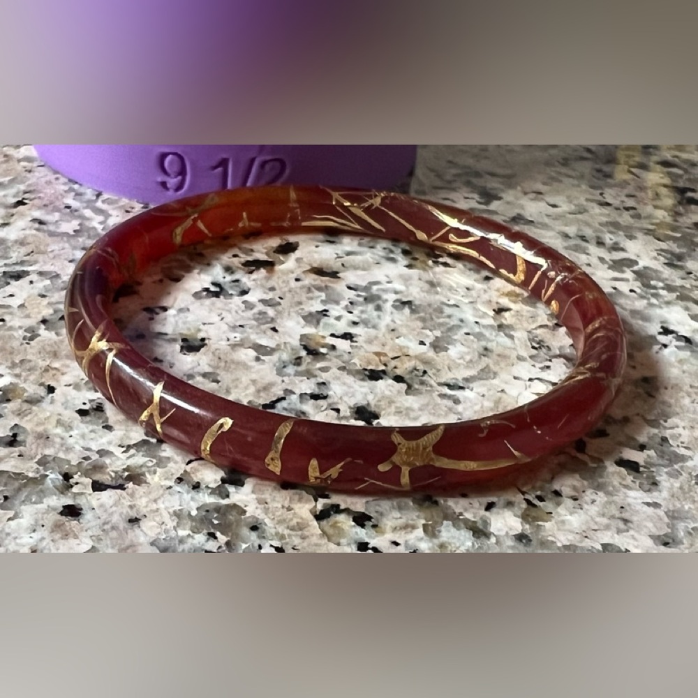 Elegant Red and Gold Bangle Bracelet (Size 7 1/2) - Picture 1 of 2